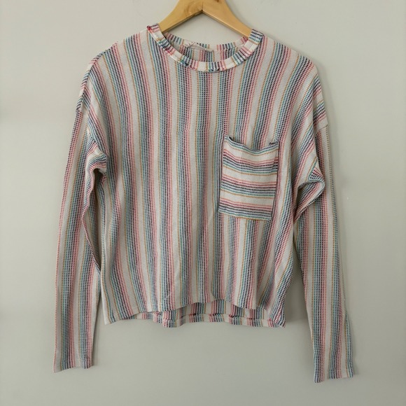 Peach Love California Tops - Peach Love California Rainbow Heart Long Sleeve Top – Size L Crop Retro Inspired